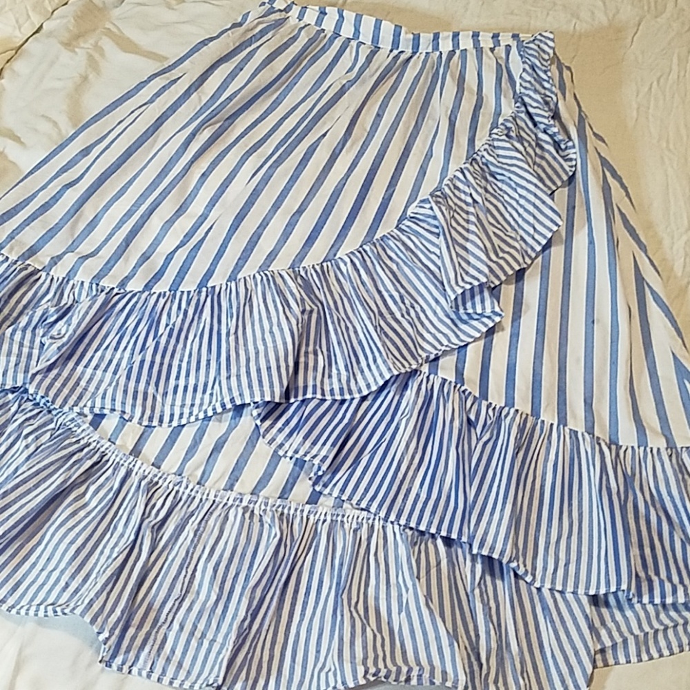 Who What Wear Striped Ruffle Skirt